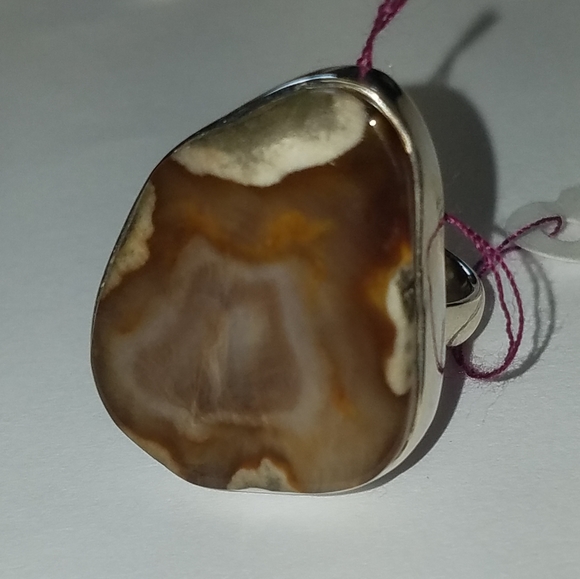 New Sterling Silver Petrified Wood Ring Size 7.5 - Picture 3 of 6